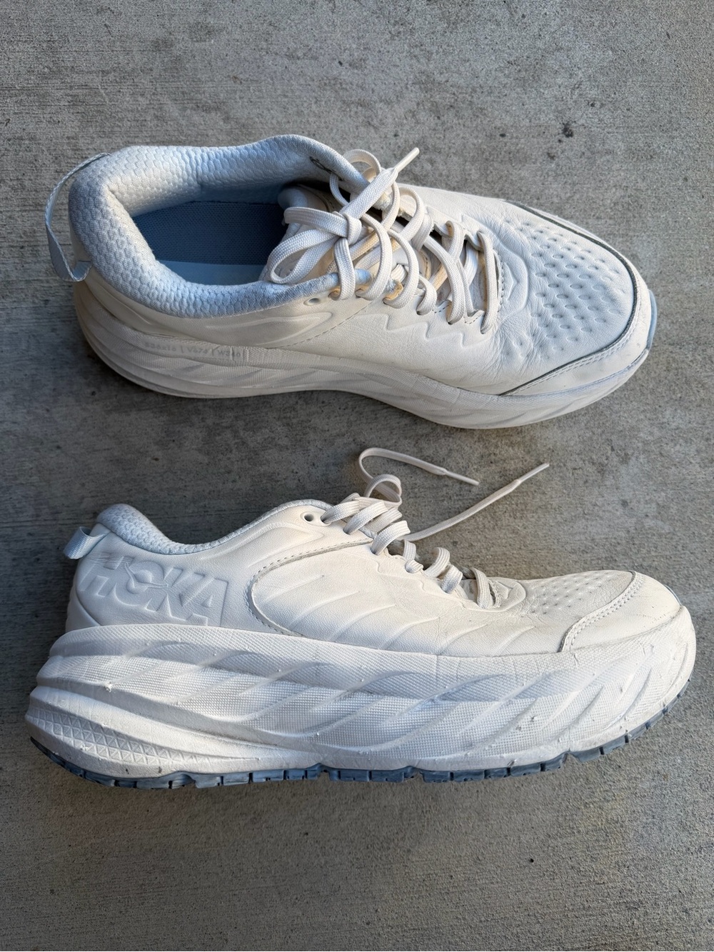 Hoka One One Bondi SR White Leather Slip-Resistant Work Shoes